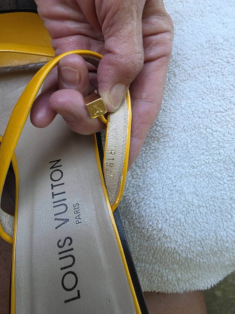 Louis Vuitton Patent Leather Yellow Strappy Square-Toe Sandals Size 37